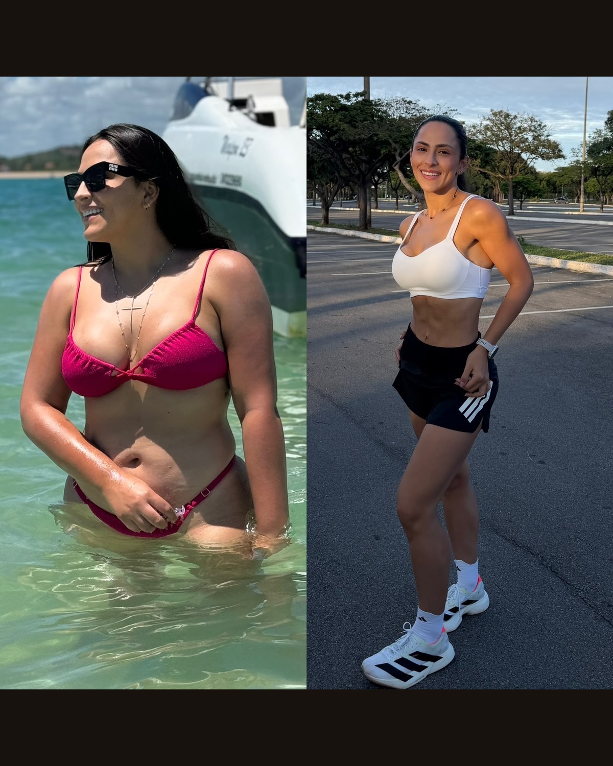 Transformação antes e depois — aluna 1
